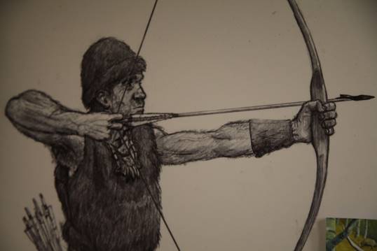 A drawing of a person shooting a bow and arrow

Description automatically generated