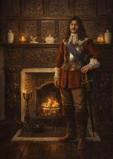 Prince Rupert by manor fireplace
