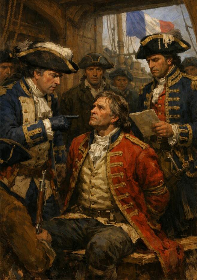 Captured British captain scene