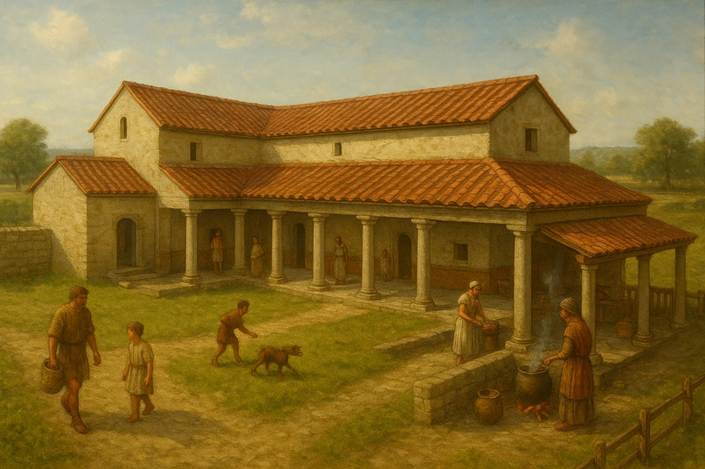 A painting of a building with people walking in front of it

AI-generated content may be incorrect.
