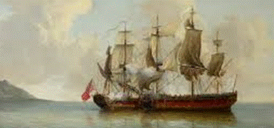 A painting of a ship in the water

Description automatically generated