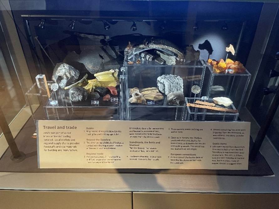 A display case with a variety of rocks and minerals
Description automatically generated