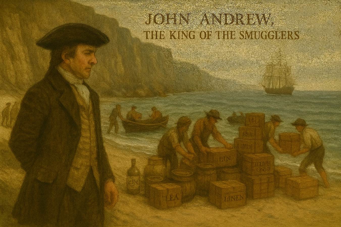 A painting of a person standing on a beach with a group of men in a hat

AI-generated content may be incorrect.